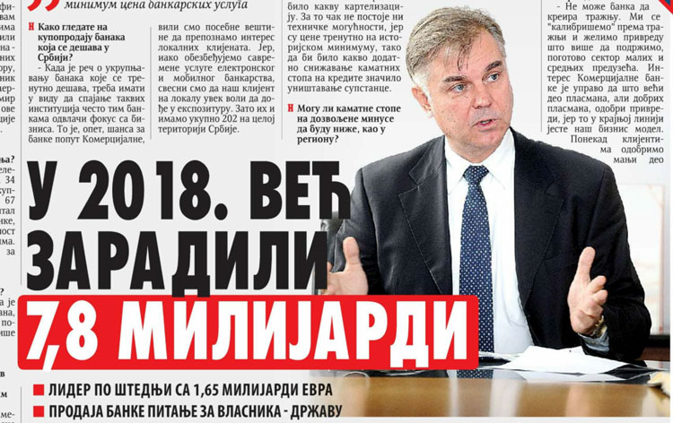 Intervju dr Vladimira Medana, predsednika Izvršnog odbora u Večernjim Novostima